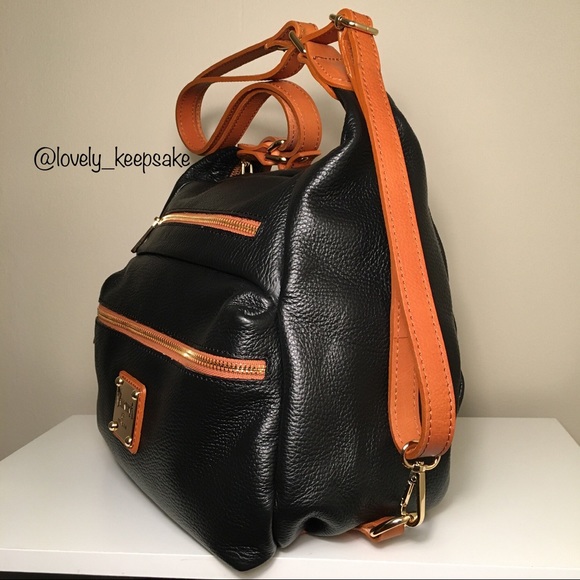 NEW Black & Brown Italian Leather Valentina Purse - Picture 3 of 8